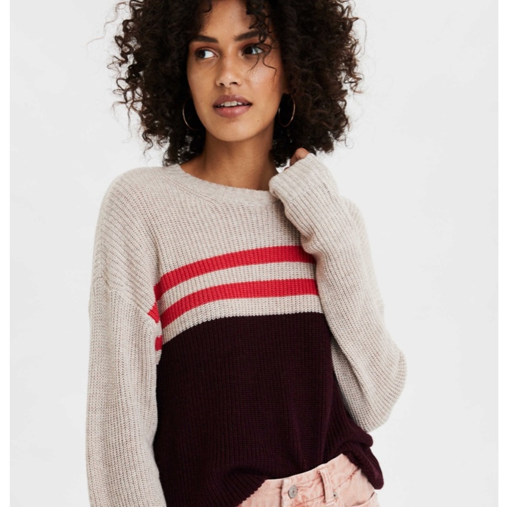 AE Striped Crew Neck Sweater!